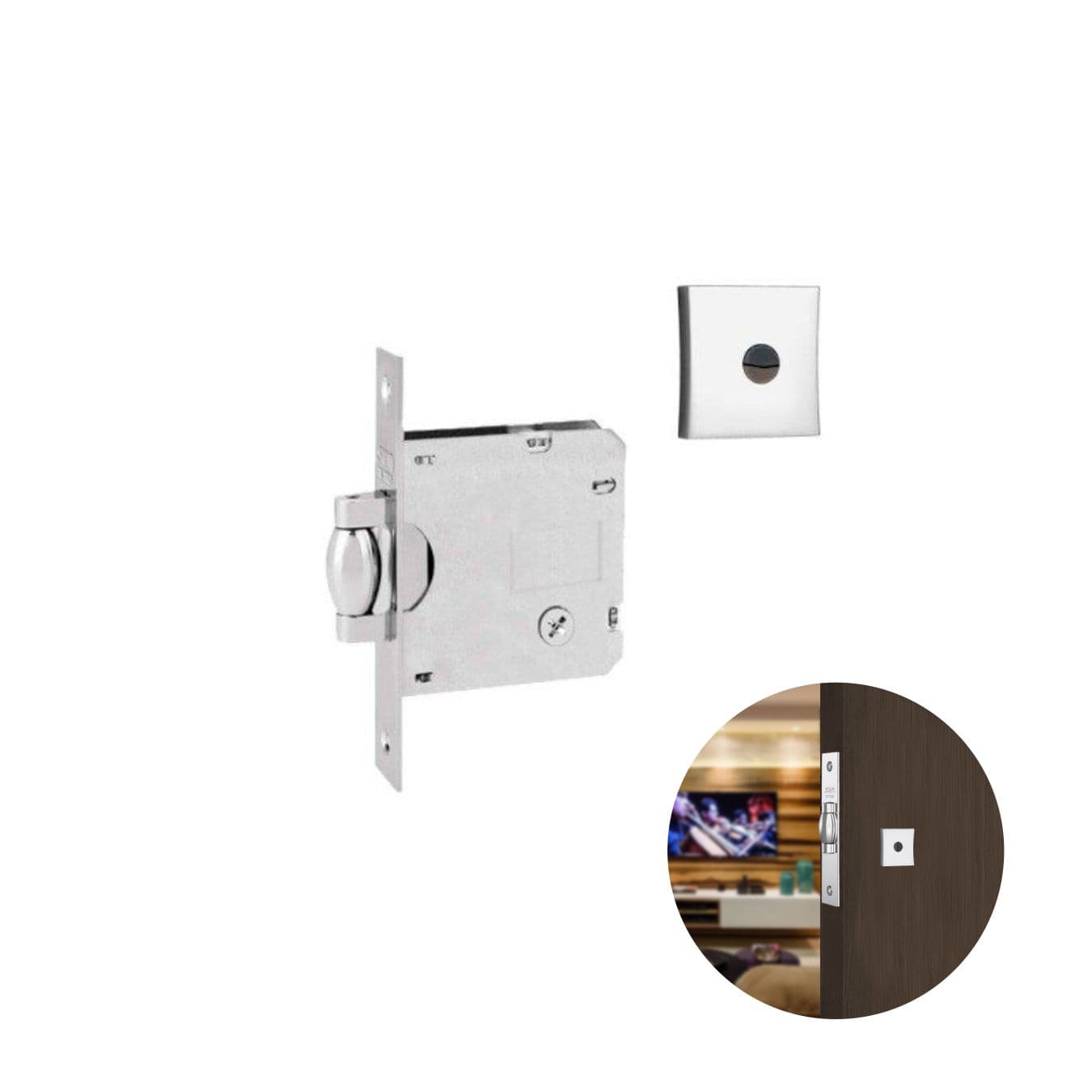 Fechadura Tetra Rolete Auxiliar Cromada Quadrada Para Porta Residencial Pivotante Externa de 25 A 35 Mm 1005 Stam