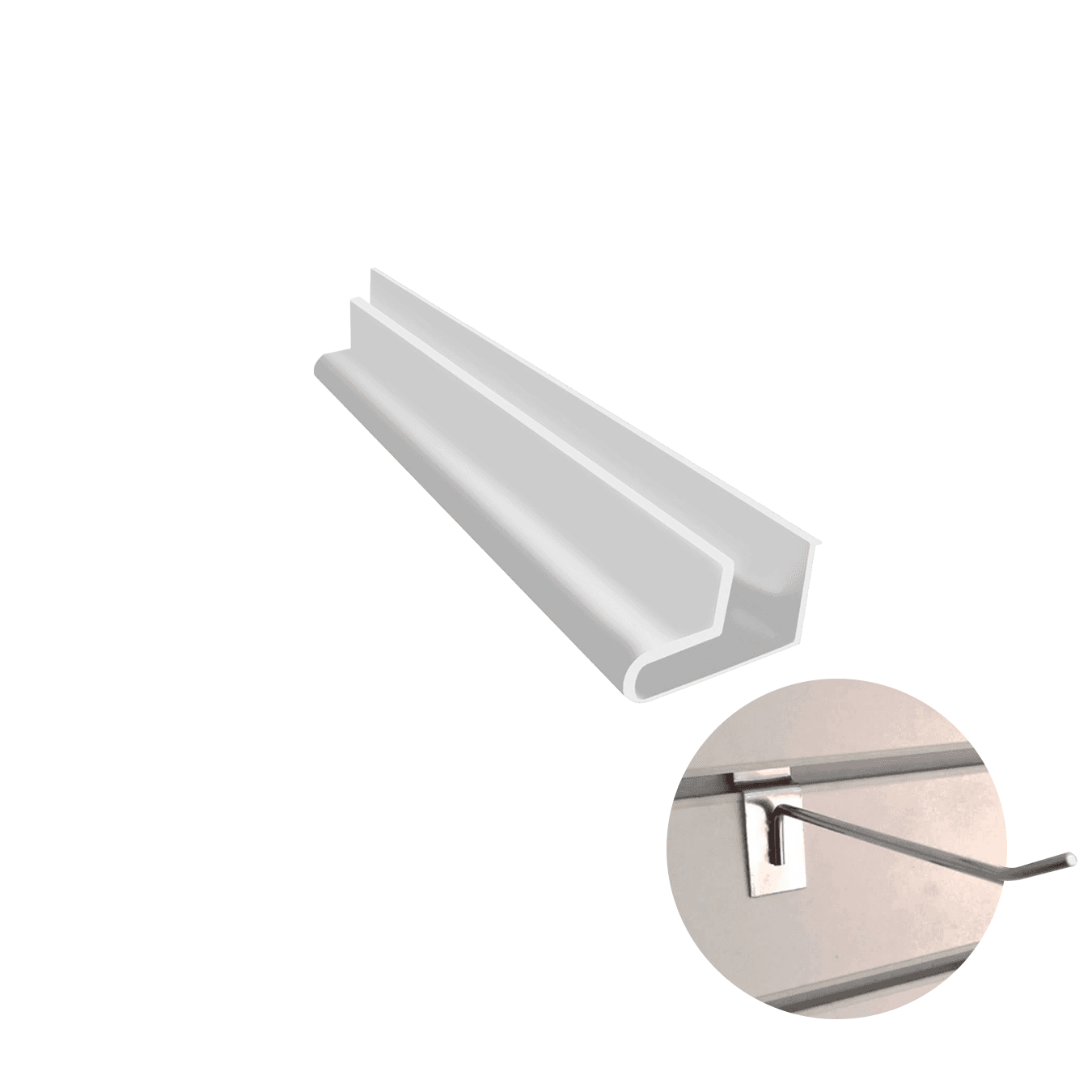Perfil Pvc Slatwall Branco Para Painel Mdf Canaletado - 2,75 Metros