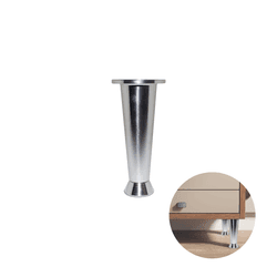 Pé Cônico de Alumínio Polido de 10 Cm Com Regulagem Para Armário Mk