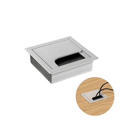 Passa Cabo Max Alumínio Anodizado Quadrado Para Mesas 8 X 8 Cm