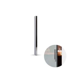 Puxador Slim de 15cm Em Cromo Brilho Para Porta de Vidro Rometal