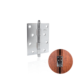 Dobradiça Comum Em Cromado 4" X 3" Pol Com Pino Bola União Mundial