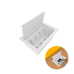 Caixa de Tomada Branca Para Embutir Em Mesa E Painel Com 4 Tomadas E 4 Conectores Cat5e Dutotec