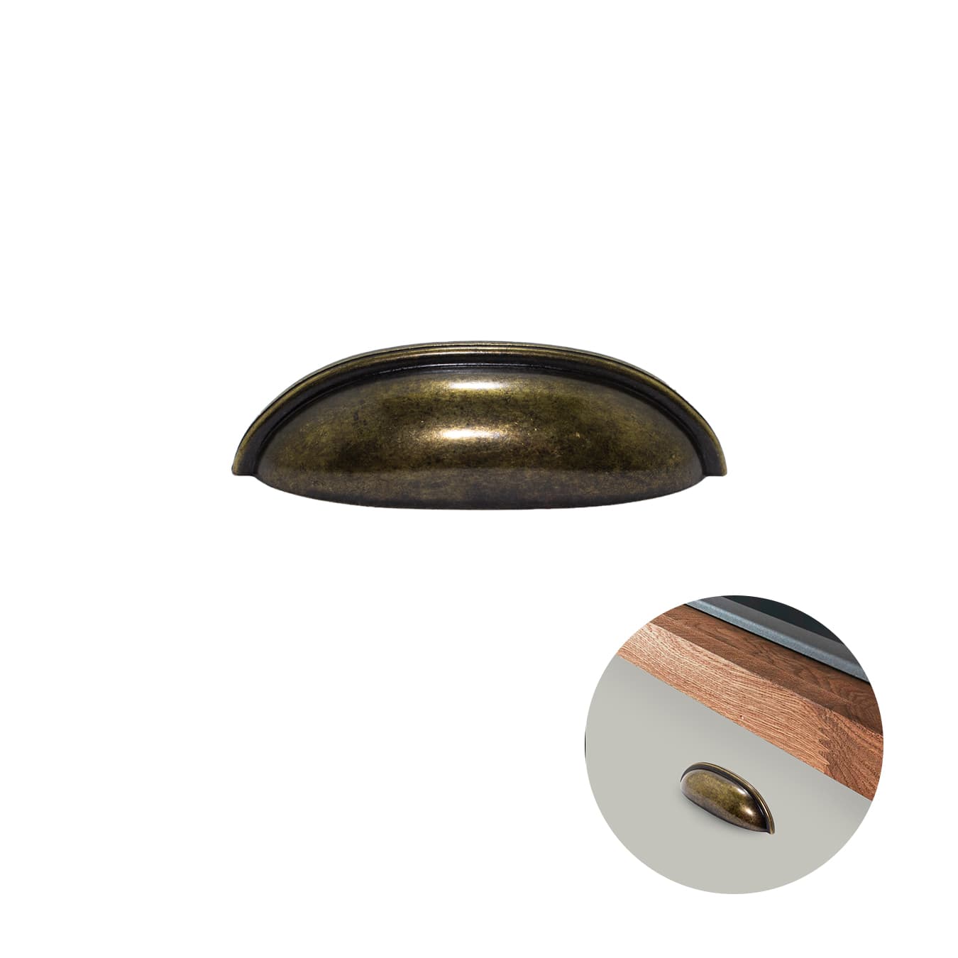 Puxador Concha Meia Lua Ouro Envelhecido