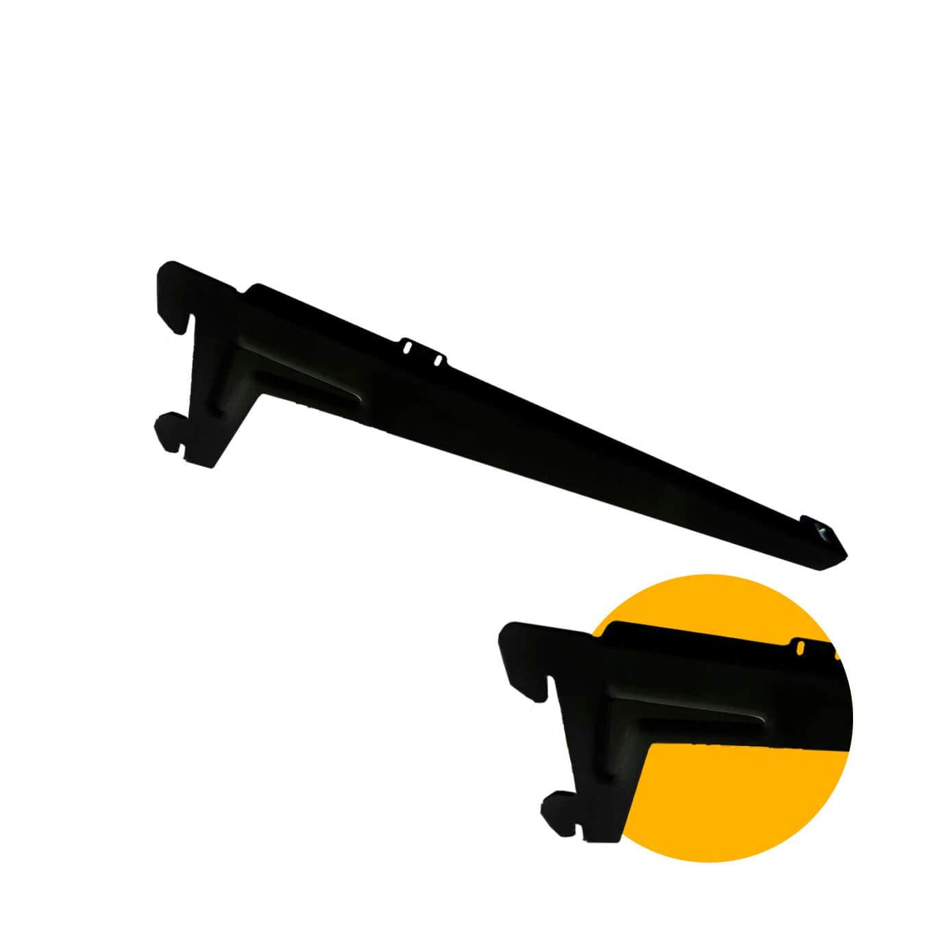 Suporte Preto de 40 Cm Com Aba Para Trilho Cremalheira