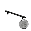 Puxador Haste Redondo Preto Com Friso 128 Mm / 17 Cm Para Gavetas Mk