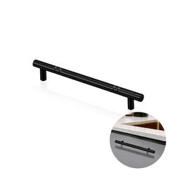 Puxador Haste Redondo Preto Com Friso 224 Mm / 27 Cm Para Gavetas Mk