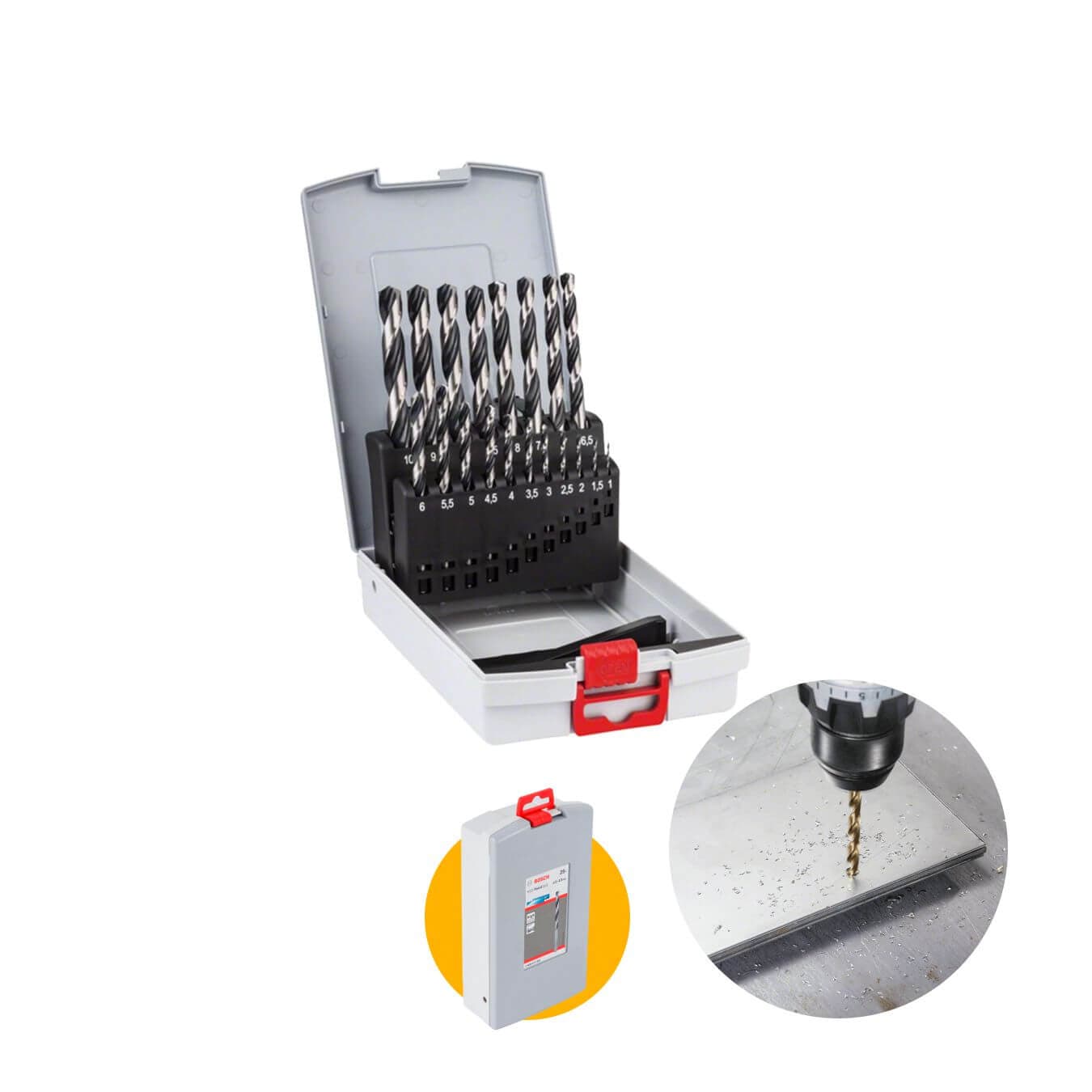 Kit Jogo de Brocas Em Aço Rápido Hss Point Teq Probox Para Metal Com 19 Brocas Bosch