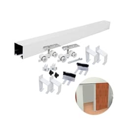 Kit Para Porta de Correr Evolution 35 X 35 Mm Branco 4r Com Trilho de 2 Metros Rodinato