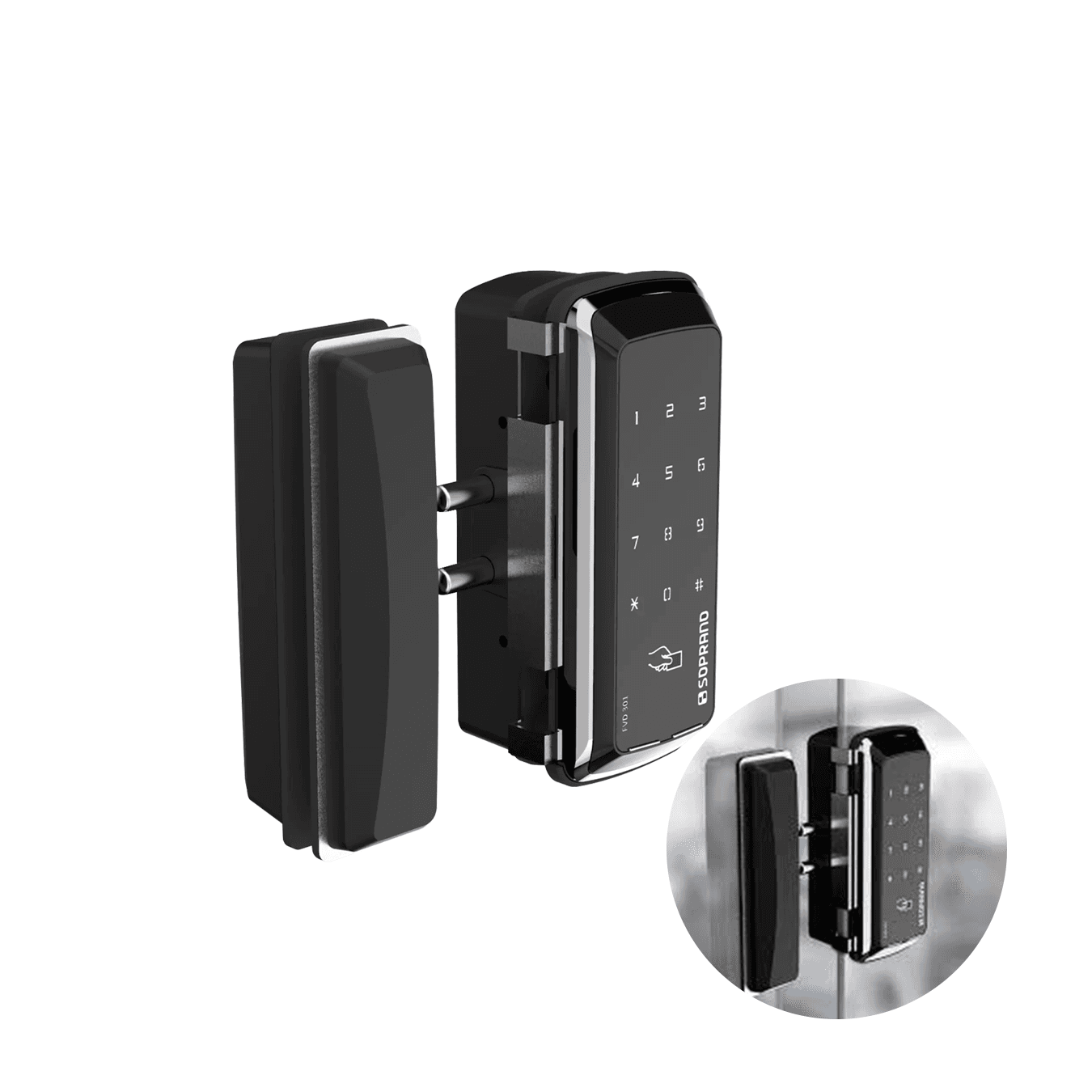 Fechadura Digital Porta de Vidro Com Senha E Tag Soprano Fvd301
