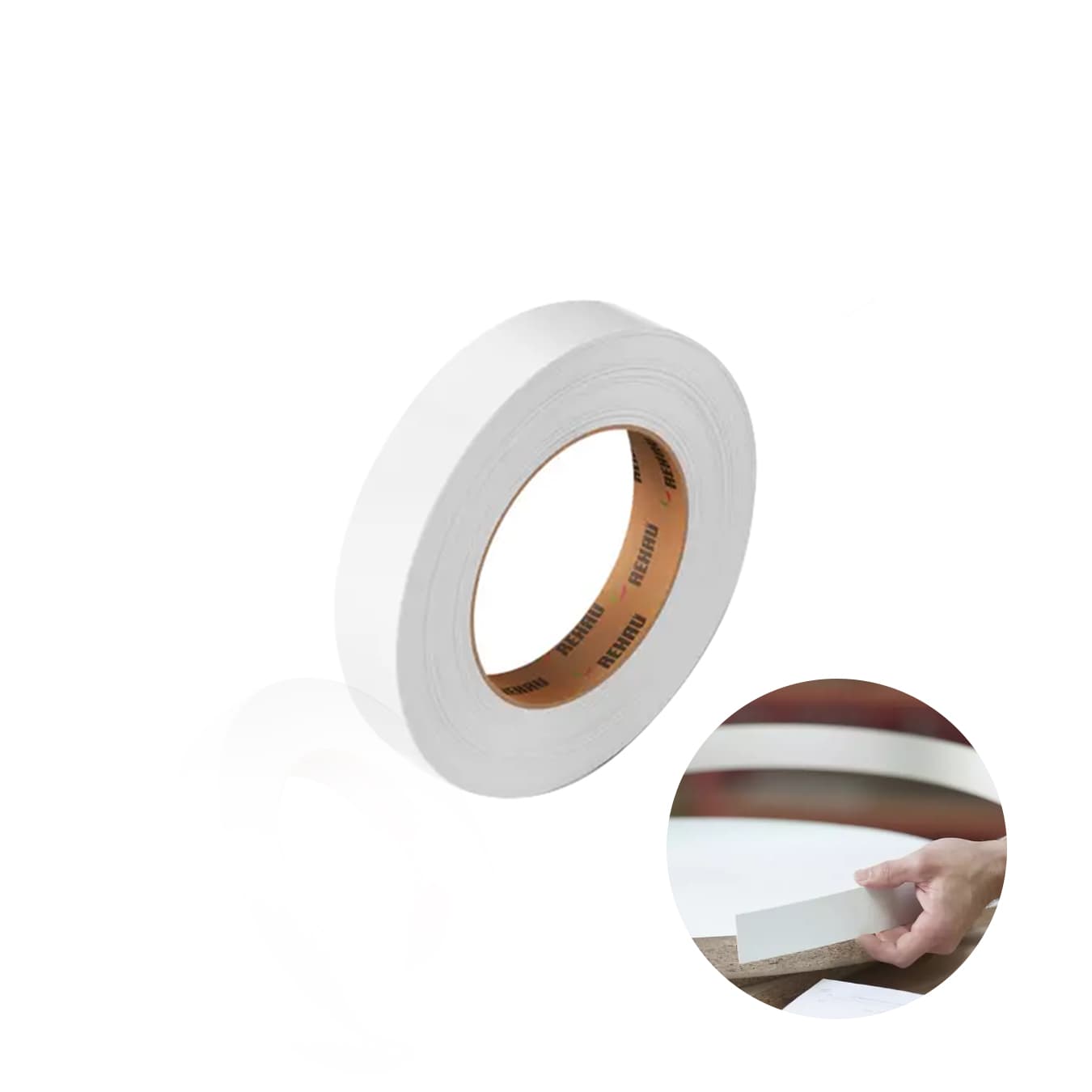 Fita de Borda Pvc Na Cor Branco Liso de 22 Mm X 50 Metros Rehau