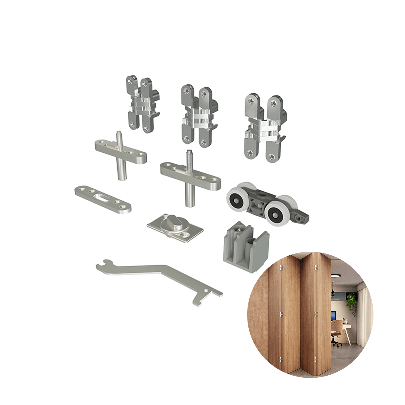 Articolato Sanfonado | Pivô 2 Folhas | Com Dobradiça Invisível Rometal