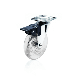 Rodizio Ou Rodinha Para Moveis Ø100 Mm Com Freio Transparente