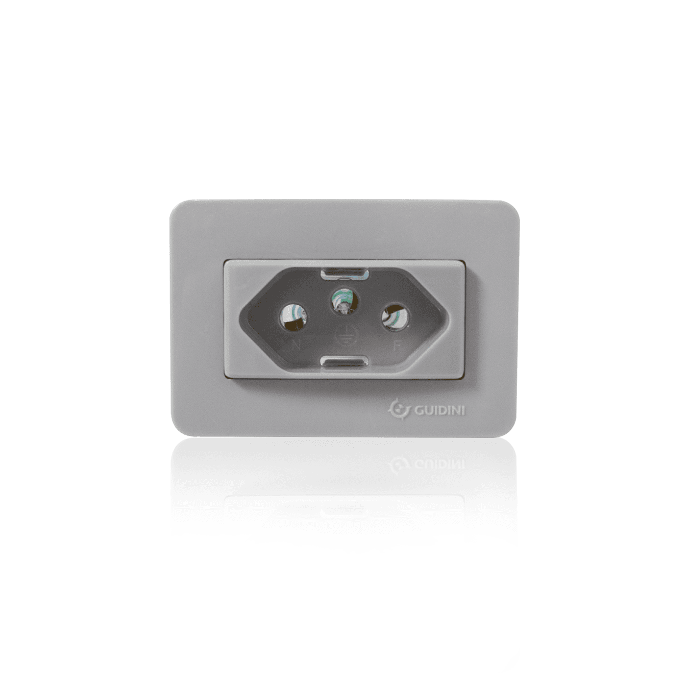 Tomada Easy Instal Simples Cinza de Embutir de 2 Pinos + 1 Terra de 20a 250v Guidini