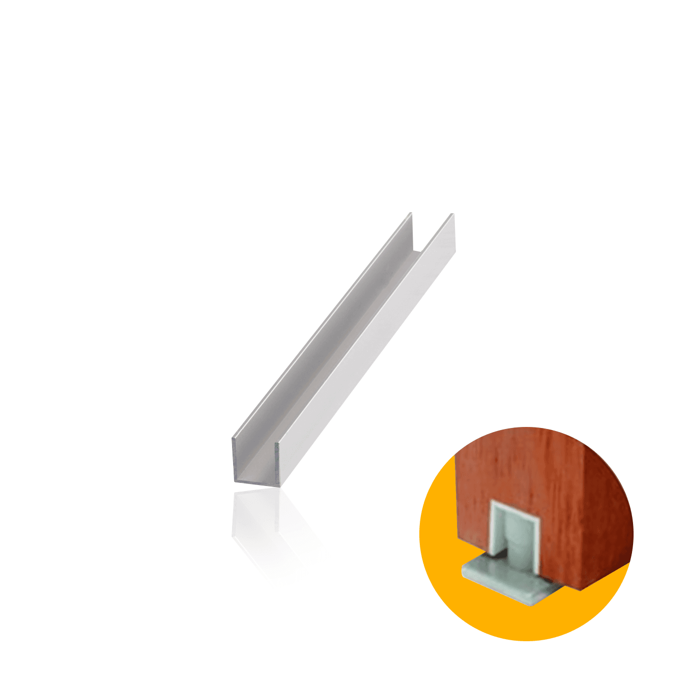 Trilho Canaleta U Natural 1/2" Pol Para Portas de Correr Dmt