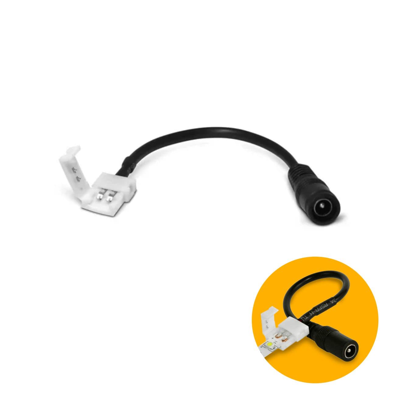 Cabo Emenda Reta Com Plug Conector Para Fita de Led 3528 de 8 Mm Com 2 Vias Renna