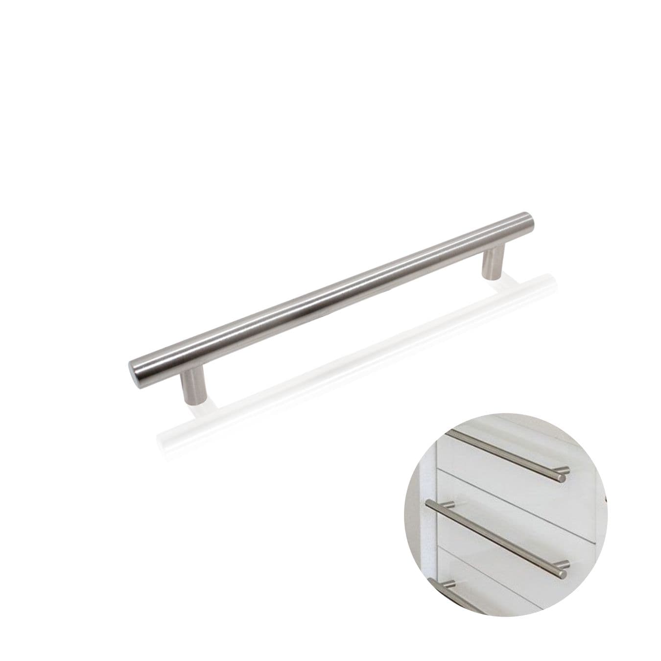 Puxador Haste Redondo Aço Inox 201 Escovado 448 Mm / Para Gavetas