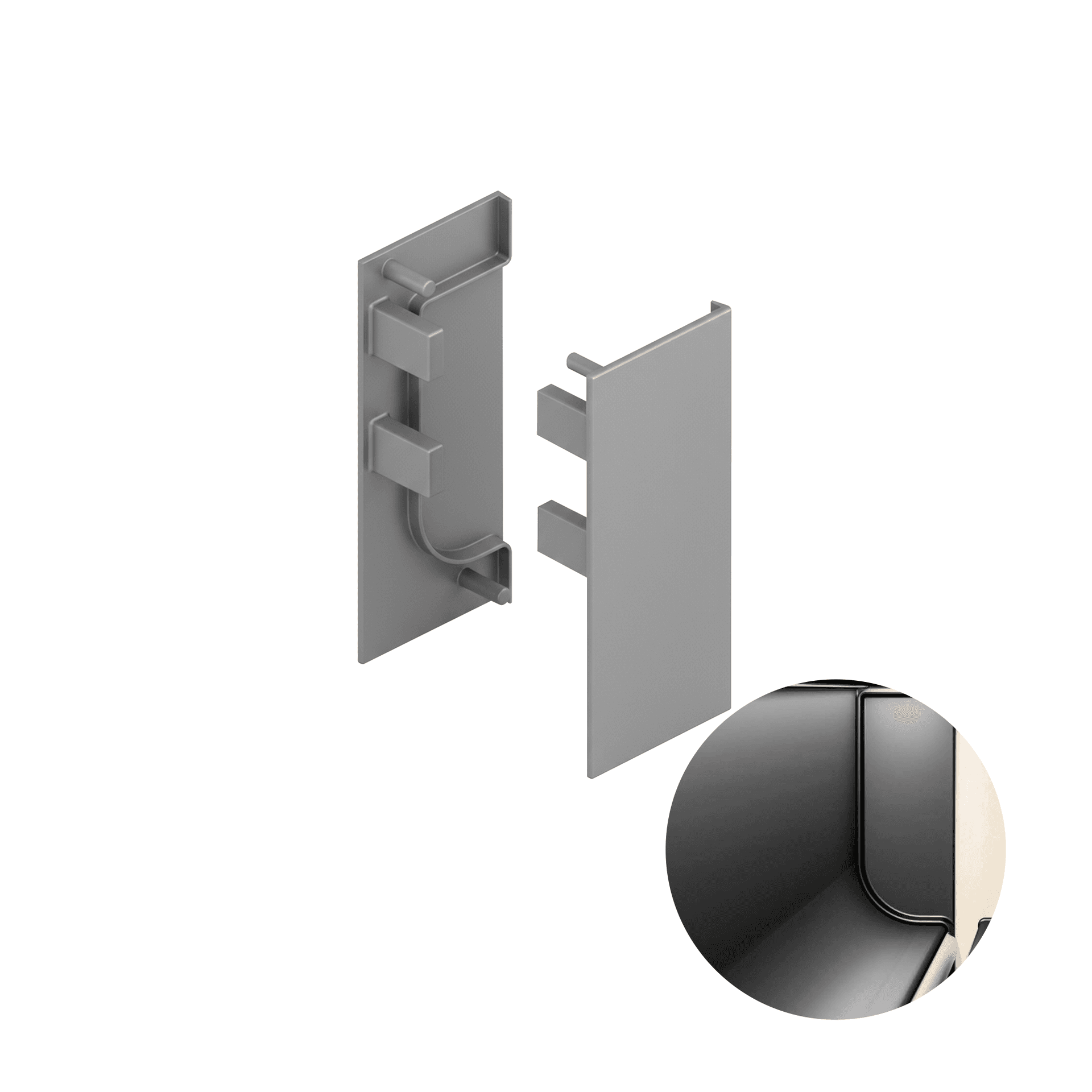 Ponteira Lisa Cromo Acetinado Perfis Cava Led Pe-281