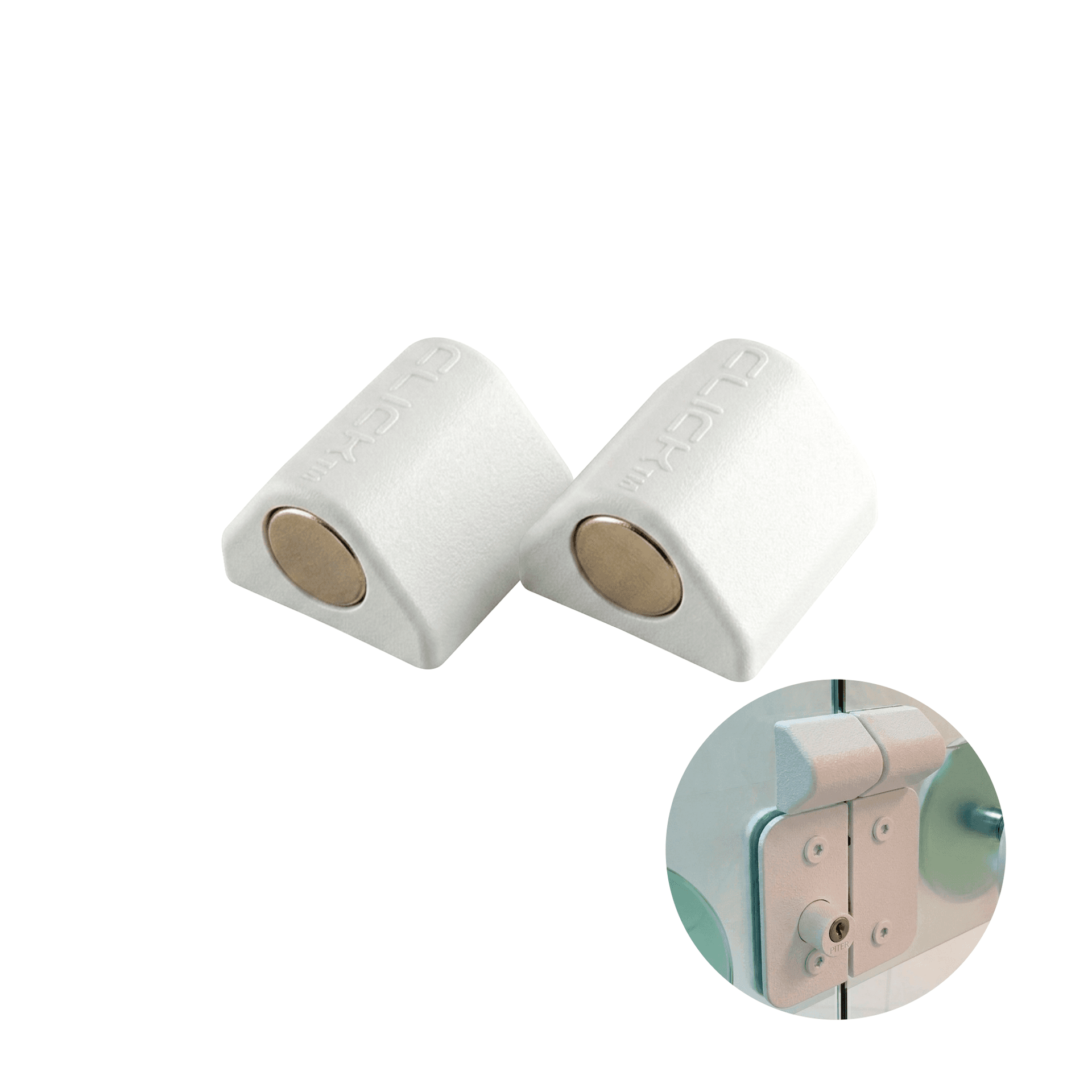 Trava Magnética Porta de Vidro Branco Click Tm