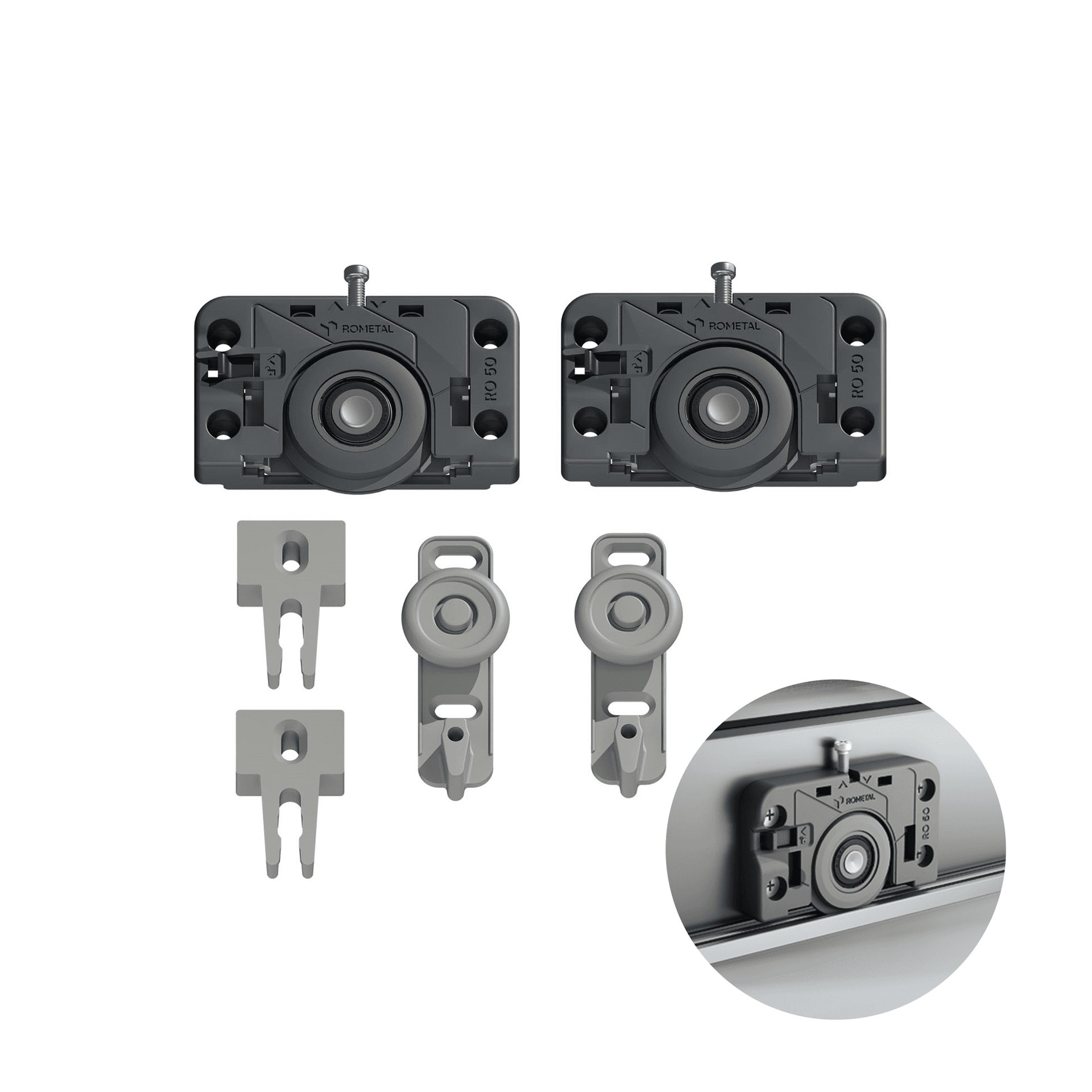 Kit Sistema Para Porta de Correr Rometal Ro-504002or Linha Origem